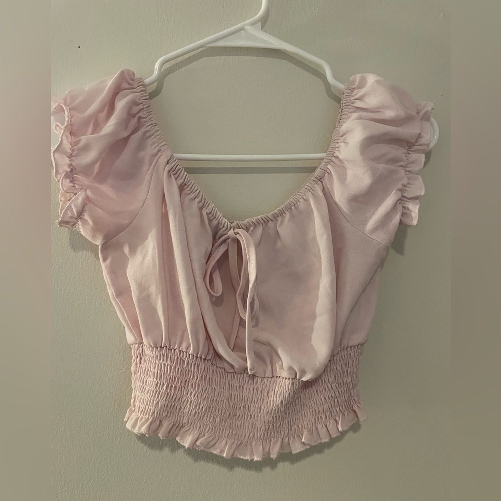 Bundle 3/$20 - Light Pink Peasant Crop Top